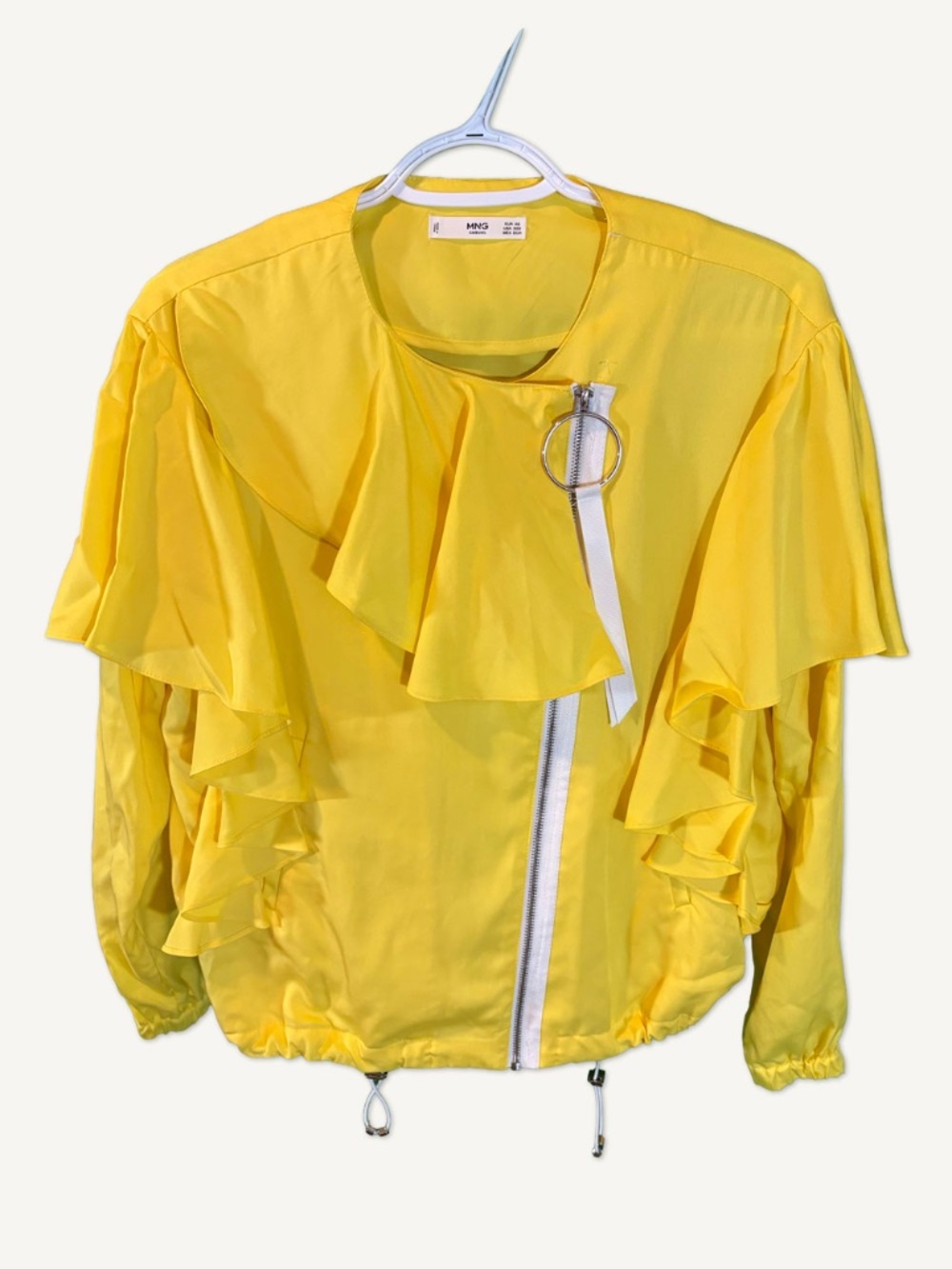 Mango Bright Yellow Ruffled Jacket XS (New Without Tags)